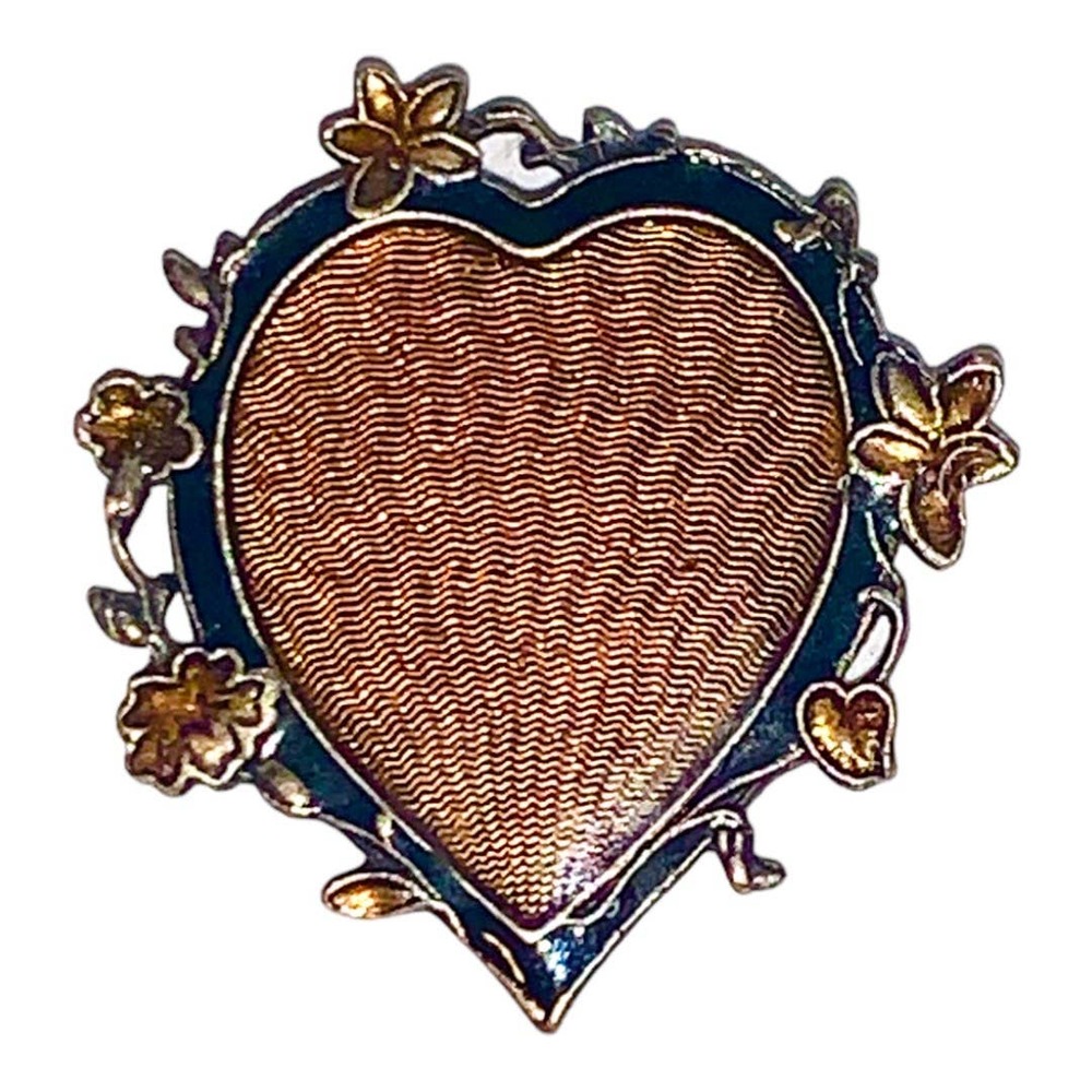 Vintage Catherine Popesco France Signed Enamel Heart Brooch Pin Rare Design